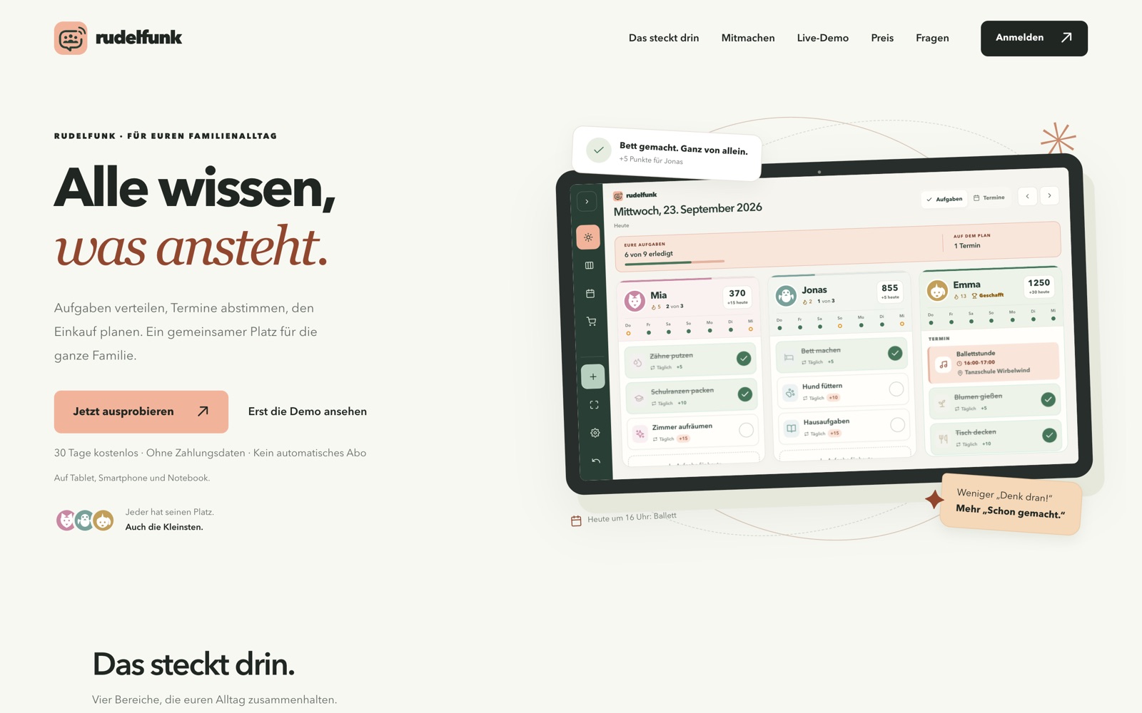 Screenshot der Webseite von Rudelfunk